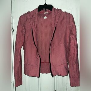 Pink Textured Zip-Up Hoodie